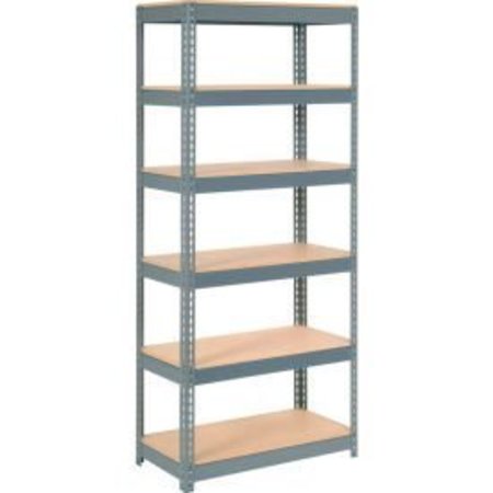 GLOBAL EQUIPMENT Extra Heavy Duty Shelving 36"W x 12"D x 96"H With 6 Shelves, Wood Deck, Gry 255580